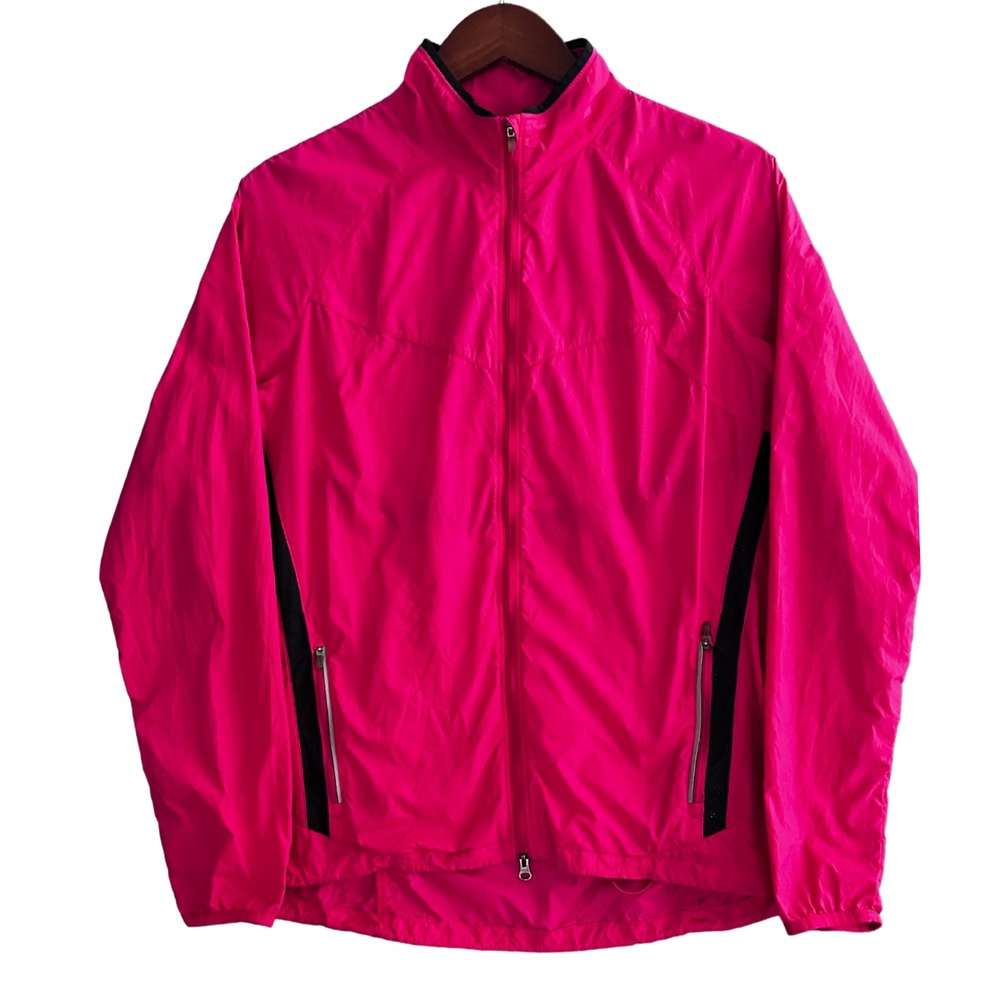 Nike Running Jacket Women Large Pink Windbreaker Full Zip Back Vent 449397-639